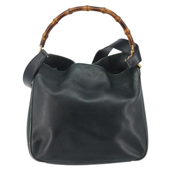 GUCCI Bamboo Hand Bag Leather Green Gold 001 2113 001 2113 - Picture 2 of 12